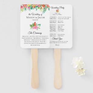 トロピカル フローラル ブーケ ウェディング プログラム ハンドファン