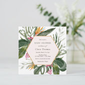 トロピカル フローラル ベイビー シャワー 招待状 (スタンド正面)