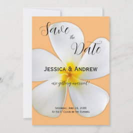 トロピカル フローラル ホワイト プルメリア オレンジ ウェディング セーブザデート