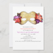 トロピカル フローラル マスカレード マスク パーティー ご招待状 招待状 (正面)