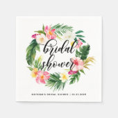 トロピカル フローラル リース 夏のブライダル シャワー スタンダードカクテルナプキン (正面)