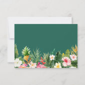 トロピカル フローラル リーフ ゴールド フレーム ウェディング RSVP (裏面)