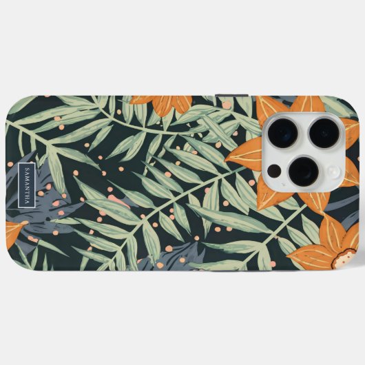 トロピカル フローラル リーフ パーソナライズデザイン Case-Mate iPhoneケース (裏面 (横))