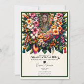 トロピカル フローラル レイ 卒業写真 BBQ パーティー 招待状 (正面)