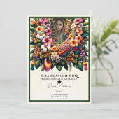 トロピカル フローラル レイ 卒業写真 BBQ パーティー 招待状 (スタンド正面)