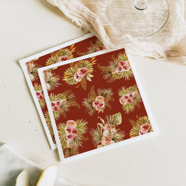 トロピカル フローラル ヴィンテージ ブライダル シャワー スタンダードカクテルナプキン