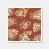 トロピカル フローラル ヴィンテージ ブライダル シャワー スタンダードカクテルナプキン (正面)