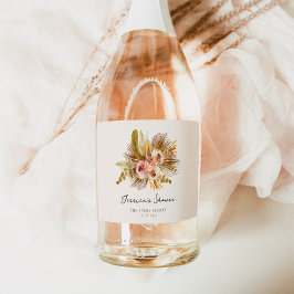 トロピカル フローラル ヴィンテージ ブライダル シャワー スパークリングワインラベル