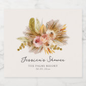 トロピカル フローラル ヴィンテージ ブライダル シャワー スパークリングワインラベル (シングルラベル)