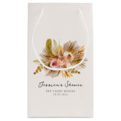 トロピカル フローラル ヴィンテージ ブライダル シャワー スモールペーパーバッグ (裏面)