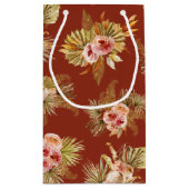 トロピカル フローラル ヴィンテージ ブライダル シャワー スモールペーパーバッグ (裏面)