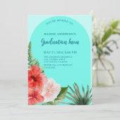 トロピカル フローラル 卒業パーティー 招待状 (スタンド正面)