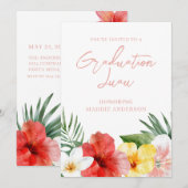 トロピカル フローラル 卒業パーティー 招待状 (正面/裏面)
