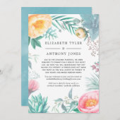 トロピカル フローラル 縮小 ウェディング ゲストリスト 案内状 (正面/裏面)