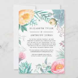 トロピカル フローラル 縮小 ウェディング ゲストリスト 案内状