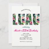 トロピカル フローラル LUAU 誕生日パーティー 招待状 (正面)