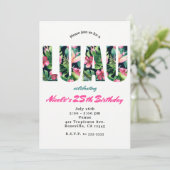 トロピカル フローラル LUAU 誕生日パーティー 招待状 (スタンド正面)