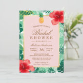 トロピカル ブライダル シャワー | ピンクの桃色 招待状 (スタンド正面)