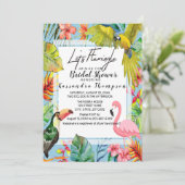 トロピカル ブライダル シャワー 招待状 フラミンゴ (スタンド正面)