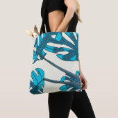 トロピカル、ブルー、お洒落デザイン トートバッグ (クローズアップ)