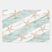 トロピカル ブルー ホワイトの花のウェディング ラッピングペーパーシート (正面2)