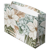 トロピカル ブルー ホワイトの花 ブライダルシャワー ラージペーパーバッグ (裏面アングル)