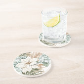 トロピカル ブルー ホワイト フラワーズ ウェディング コースター (側面)