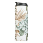 トロピカル ブルー ホワイト フラワーズ ウェディング タンブラー (回転右)