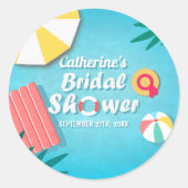 トロピカル プール パーティー サマー ブライダル シャワー ラウンドシール (正面)