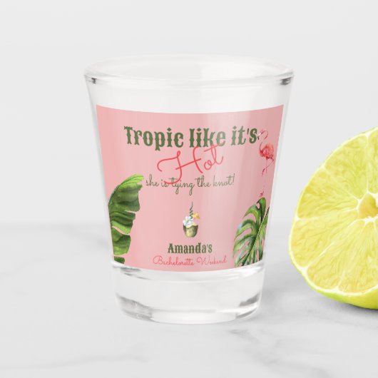 トロピカル ホット ピンク パームスプリングス ブライズメイド パーティー ショットグラス (正面)