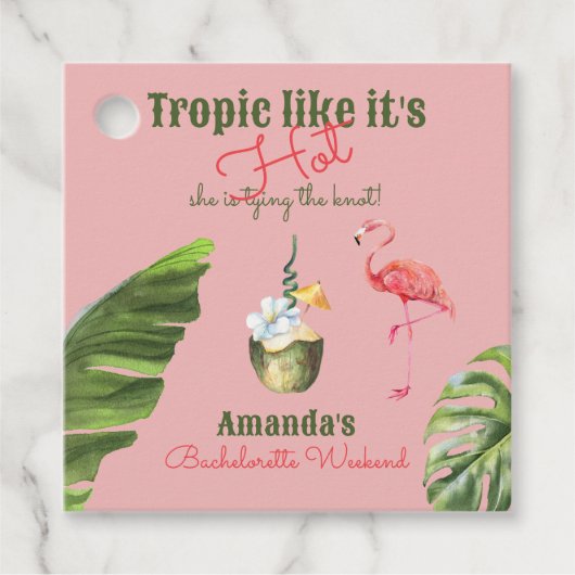 トロピカル ホット ピンク パームスプリングス ブライズメイド パーティー フェイバータグ (正面)