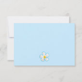 トロピカル、ホワイトプルメリアオンブルー、フローラ、RSVP サンキューカード (裏面)