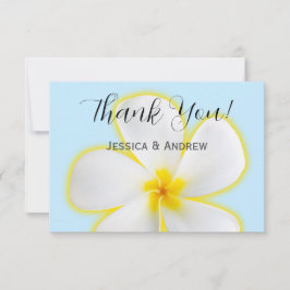 トロピカル ホワイト & イエロー プルメリア, フラワーのウェディング サンキューカード