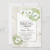 トロピカル ホワイト オーキッド フラワーブライダルシャワー 招待状 (正面)