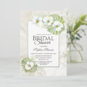 トロピカル ホワイト オーキッド フラワーブライダルシャワー 招待状 (スタンド正面)