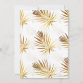 トロピカル ホワイト ゴールド パームリーフ グリーン 招待状 (裏面)