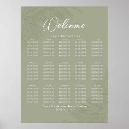 トロピカル ボタニカル パームリーフ 席次表 ポスター (正面)