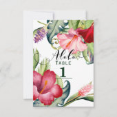 トロピカル ボタニカル フローラル アロハ テーブル ナンバー 招待状 (正面)