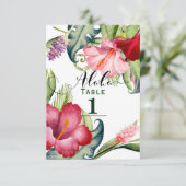 トロピカル ボタニカル フローラル アロハ テーブル ナンバー 招待状 (スタンド正面)