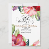 トロピカル ボタニカル フローラル アロハ バースデー パーティー 招待状 (正面)