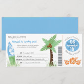 トロピカル ボーディング パス バースデー インビテーション (正面/裏面)