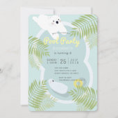 トロピカル ポーラーベア プールパーティー 誕生日招待状 招待状 (正面)