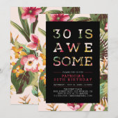 トロピカル | モダン タイポグラフィー 30歳の誕生日パーティー 招待状 (正面/裏面)