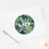 トロピカル モダン ブティック サロン デザイナー ネイビー ラウンドシール (封筒)