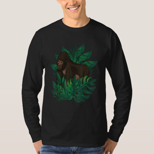トロピカル モンキー ゴリラ 猿 動物 ゴリラ Tシャツ (正面)