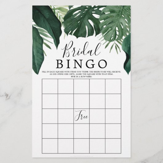 トロピカル モンステラ ダブルサイド ブライダルシャワー ゲーム (裏面)