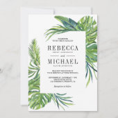 トロピカル モンステラ パーム オールインワン ウェディング 招待状 (正面)