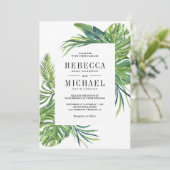 トロピカル モンステラ パーム オールインワン ウェディング 招待状 (スタンド正面)