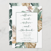 トロピカル・ラブとビーチ結婚式セーブザ・デート セーブザデート (正面/裏面)