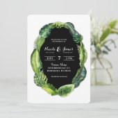 トロピカル リーフ グリーン クラッシーチック ウェディング 招待状 (スタンド正面)